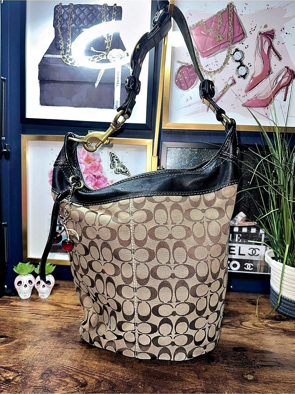 Coach Bleecker Signature Jacquard Duffle Bucket Bag